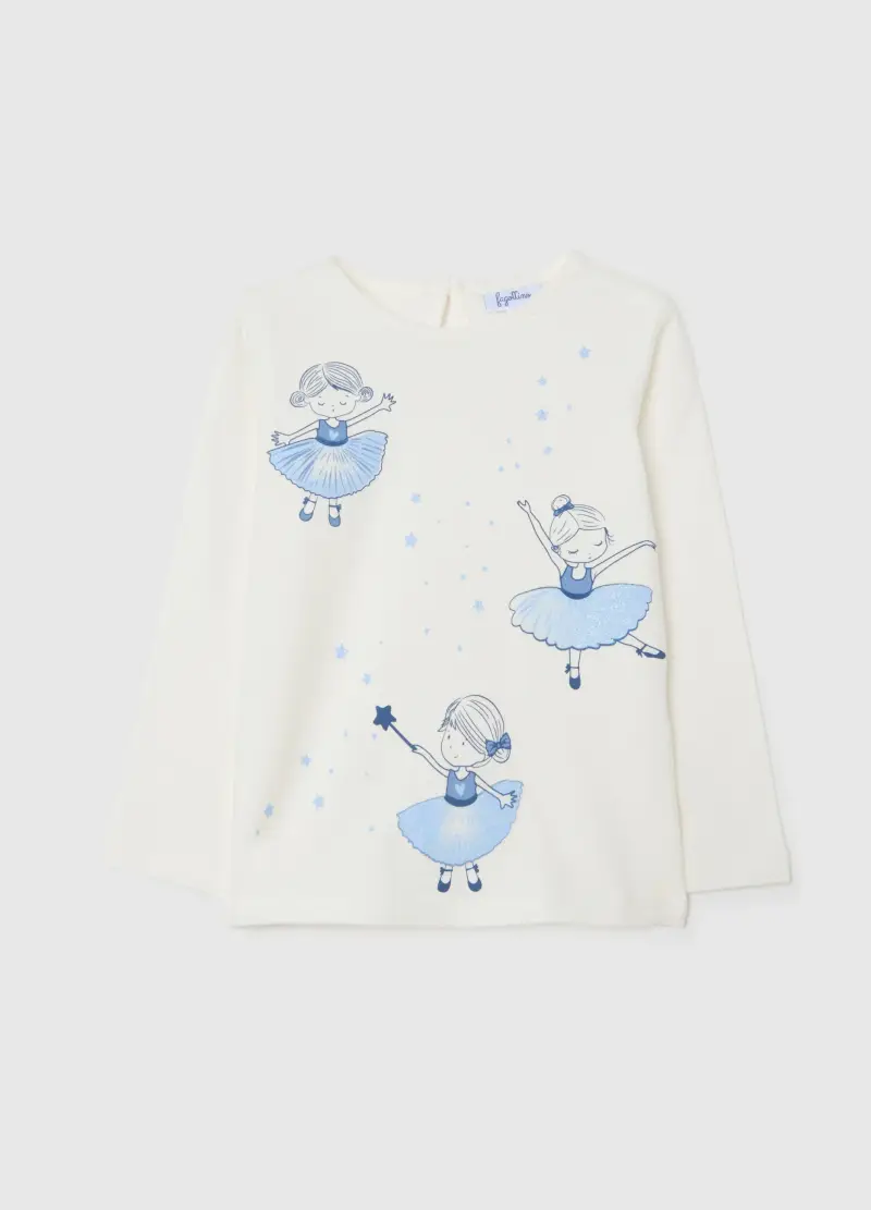 Maglietta Da Bimba In Cotone Bianco Regular Fit Con Stampa, Bambina, Multicolor