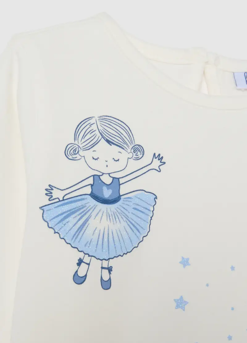 Maglietta Da Bimba In Cotone Bianco Regular Fit Con Stampa, Bambina, Multicolor miniatura 3