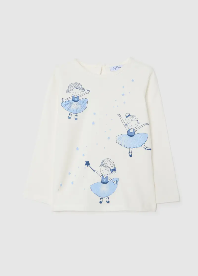 Maglietta Da Bimba In Cotone Bianco Regular Fit Con Stampa, Bambina, Multicolor