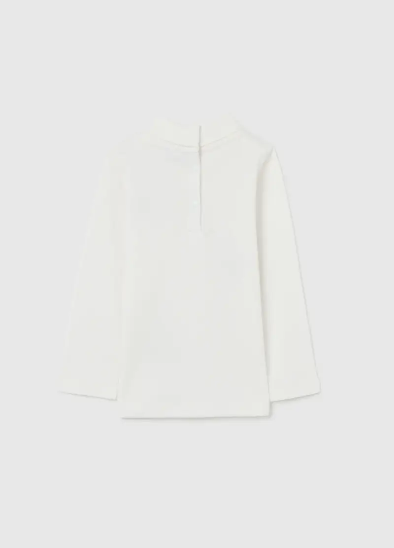 Maglietta Da Bimba In Puro Cotone Bianca Regular Fit A Collo Alto, Bambina, Multicolor miniatura 2