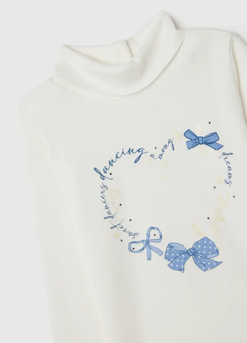 Maglietta Da Bimba In Puro Cotone Bianca Regular Fit Con Stampa, Bambina, Bianco miniatura 3