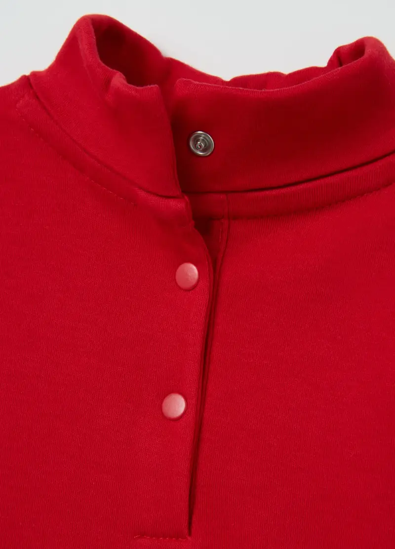 Maglietta Da Bimba In Puro Cotone Rossa Regular Fit A Collo Alto, Bambina, Rosso miniatura 3