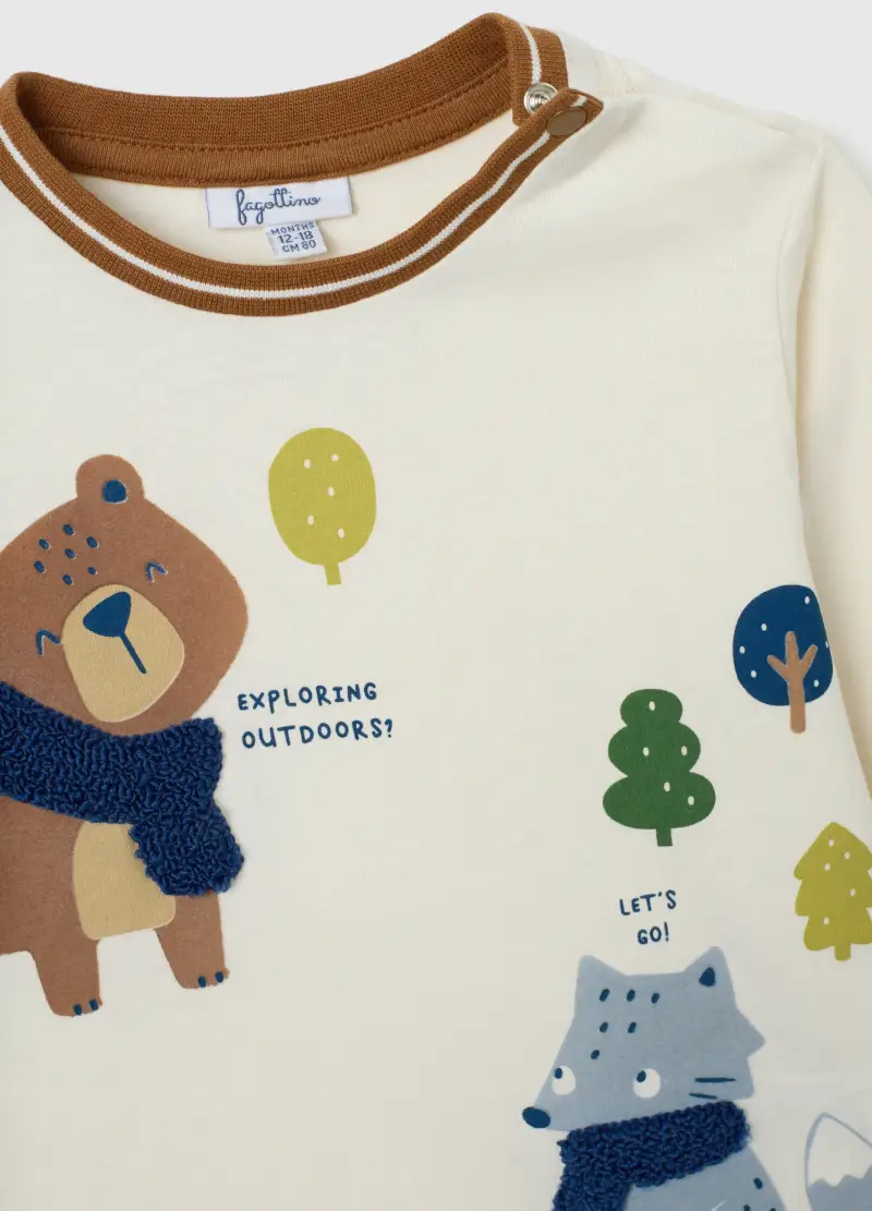 Maglietta Da Bimbo In Puro Cotone Bianca Regular Fit Con Stampa, Bambino, Bianco miniatura 3