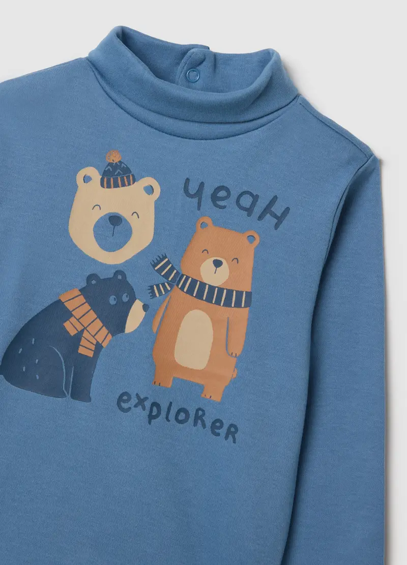 Maglietta Da Bimbo In Puro Cotone Blu Regular Fit, Bambino, Blu miniatura 3