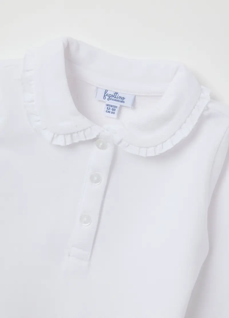 FAGOTTINO, Maglietta Da Neonata In Puro Cotone Bianca Regular Fit, Bambina, Bianco, Taglia: 9-12 miniatura 3
