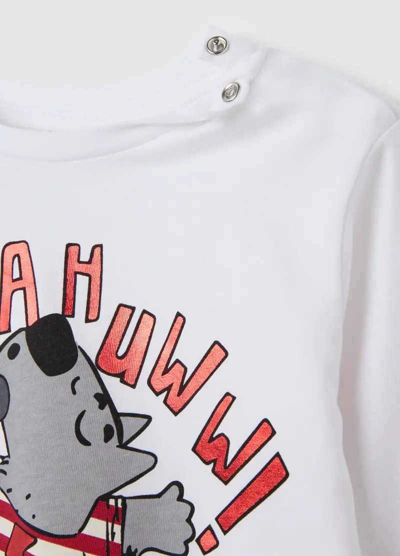 Maglietta Da Neonato In Puro Cotone Bianca Regular Fit, Bambino, Bianco miniatura 3