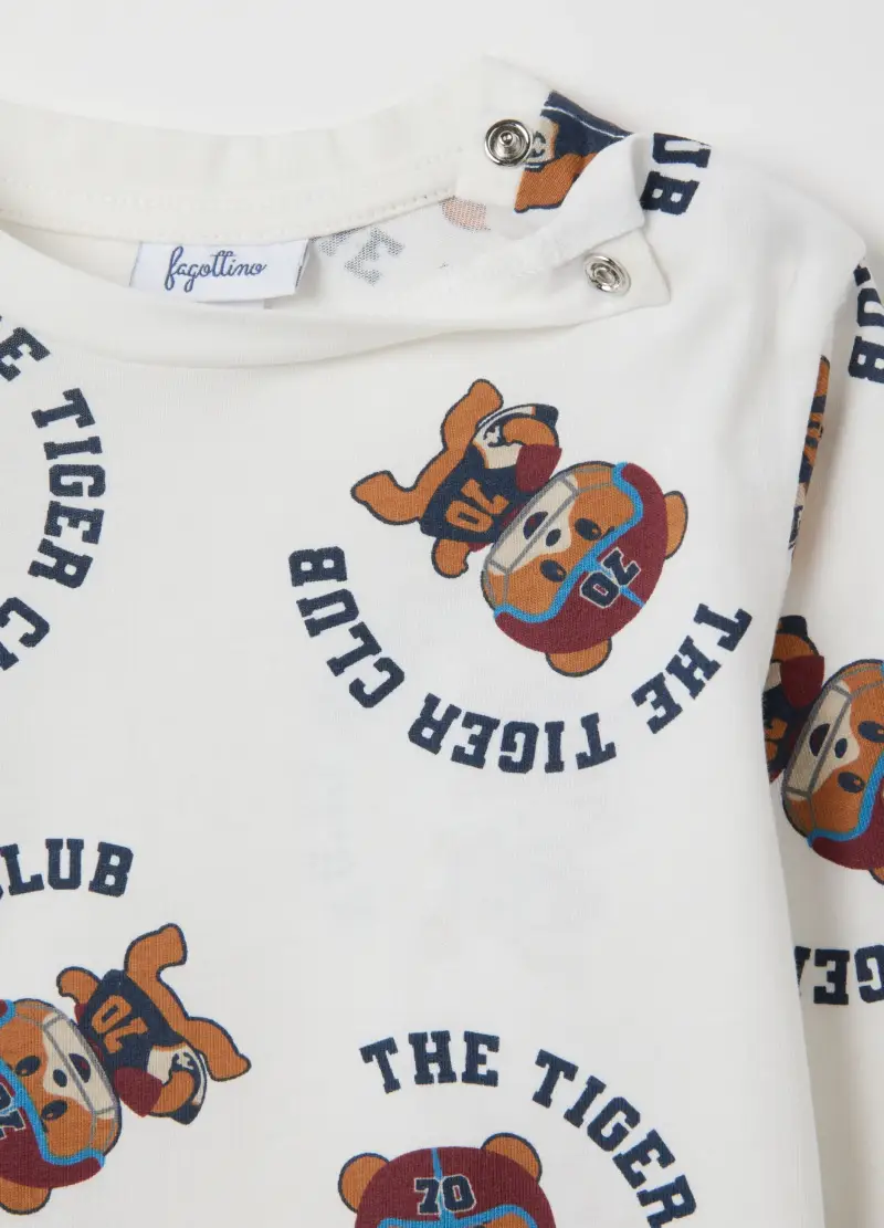 Maglietta Da Neonato In Puro Cotone Bianca Regular Fit, Bambino, Bianco miniatura 3