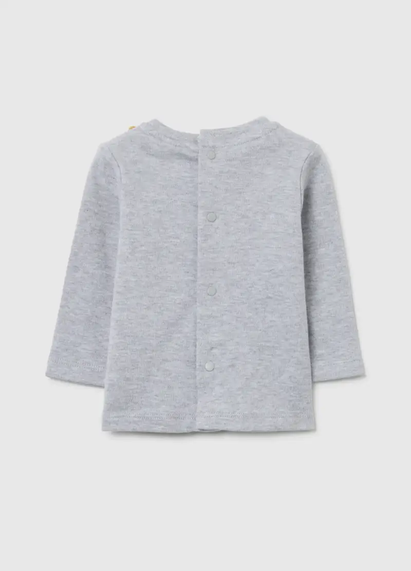 Maglietta Da Neonato In Puro Cotone Grigia Regular Fit Con Girocollo, Grigio miniatura 2