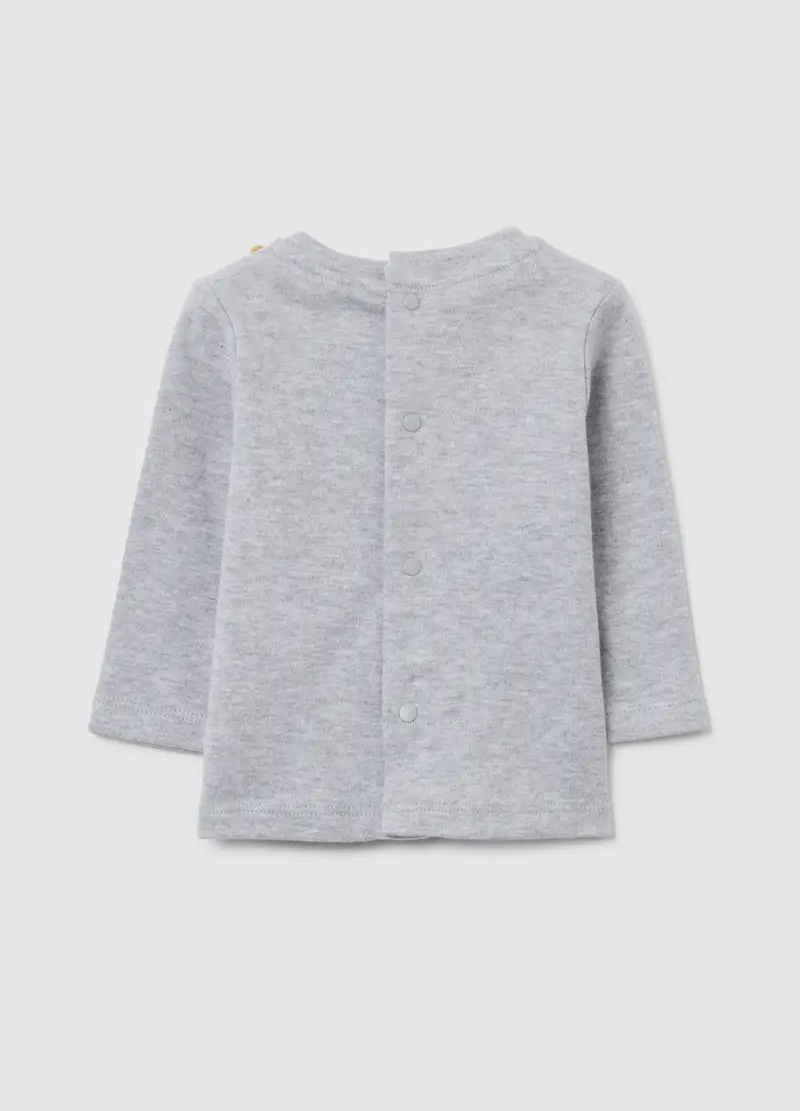 Maglietta Da Neonato In Puro Cotone Grigia Regular Fit Con Girocollo, Grigio miniatura 2