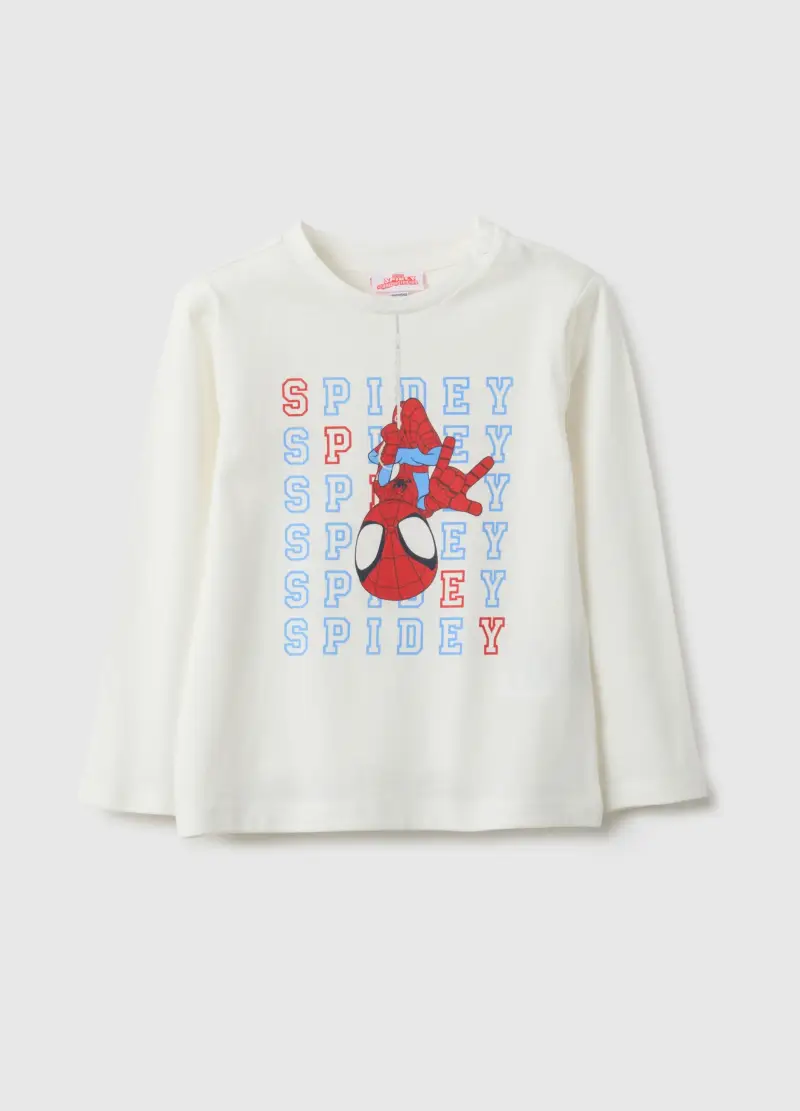 Maglietta In Puro Cotone Bianca Da Bimbo Regular Fit Con Stampa, Bambino, Bianco