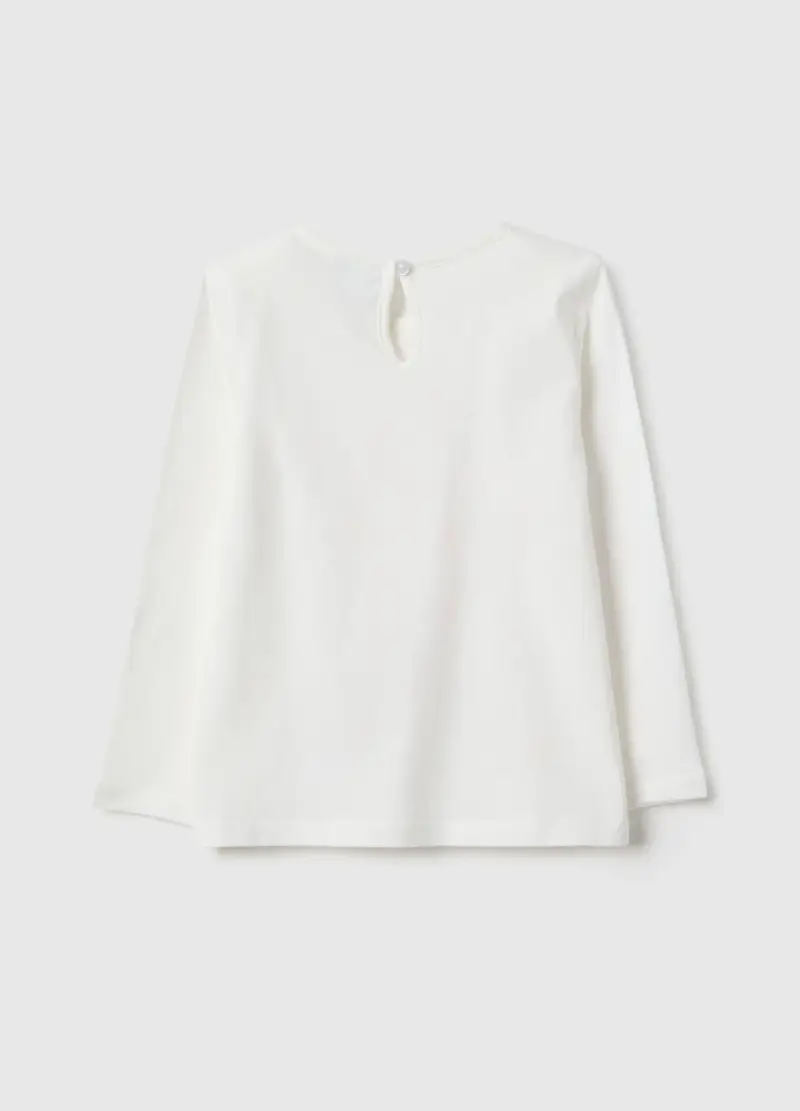 Maglietta In Puro Cotone Bianca Regular Fit Per Bimbe, Bambina, Bianco miniatura 2