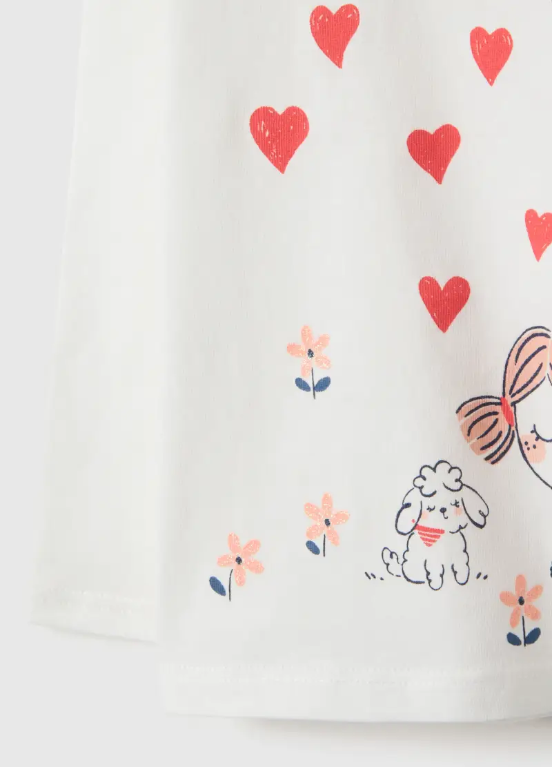 Maglietta In Puro Cotone Bianca Regular Fit Per Bimbe, Bambina, Bianco miniatura 3