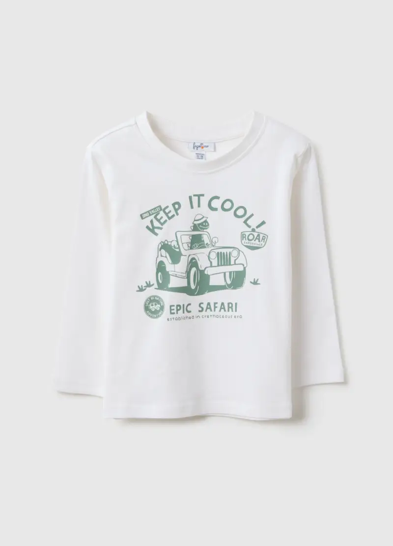 Maglietta In Puro Cotone Bianca Regular Fit Per Bimbo, Bambino, Bianco