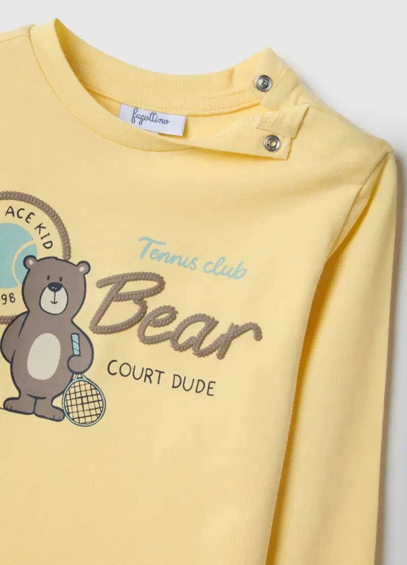 Maglietta In Puro Cotone Gialla Regular Fit Per Bimbo, Bambino, Giallo miniatura 3