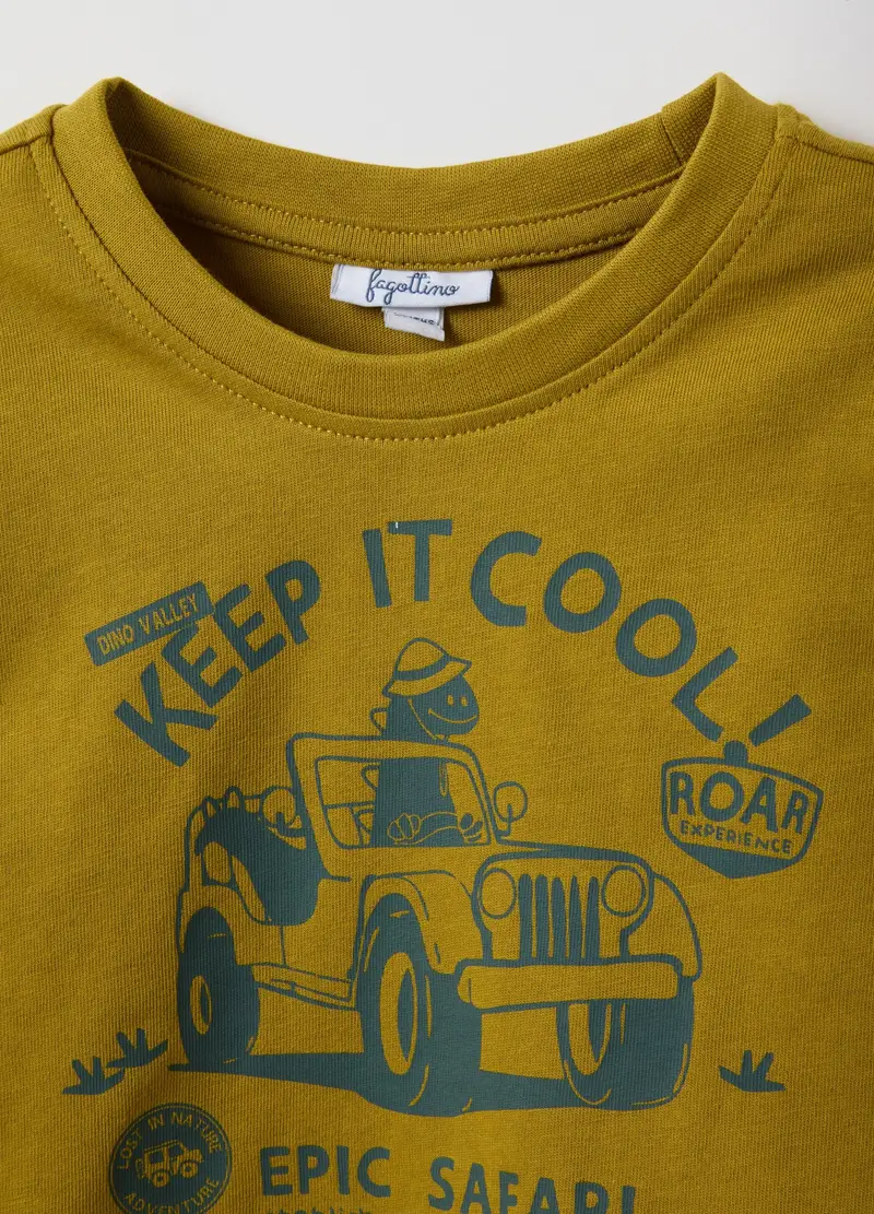 Maglietta In Puro Cotone Verde Regular Fit Per Bimbo, Bambino, Verde miniatura 3