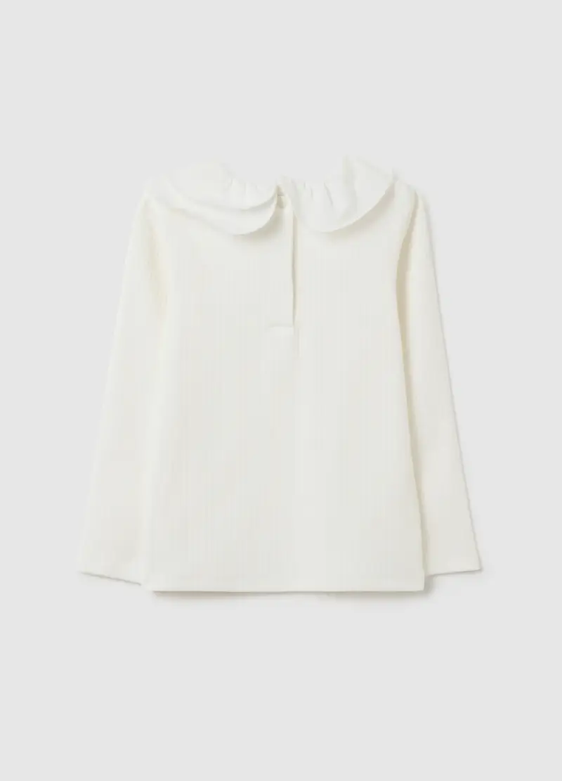 Maglietta Per Bambina In Cotone Elasticizzato Bianca Regular Fit, Bianco miniatura 2