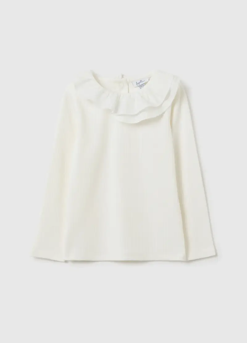 Maglietta Per Bambina In Cotone Elasticizzato Bianca Regular Fit, Bianco