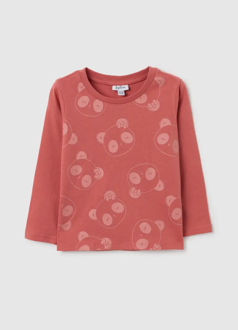 Maglietta Rosa A Maniche Lunghe In Cotone, Bambina, Rosso