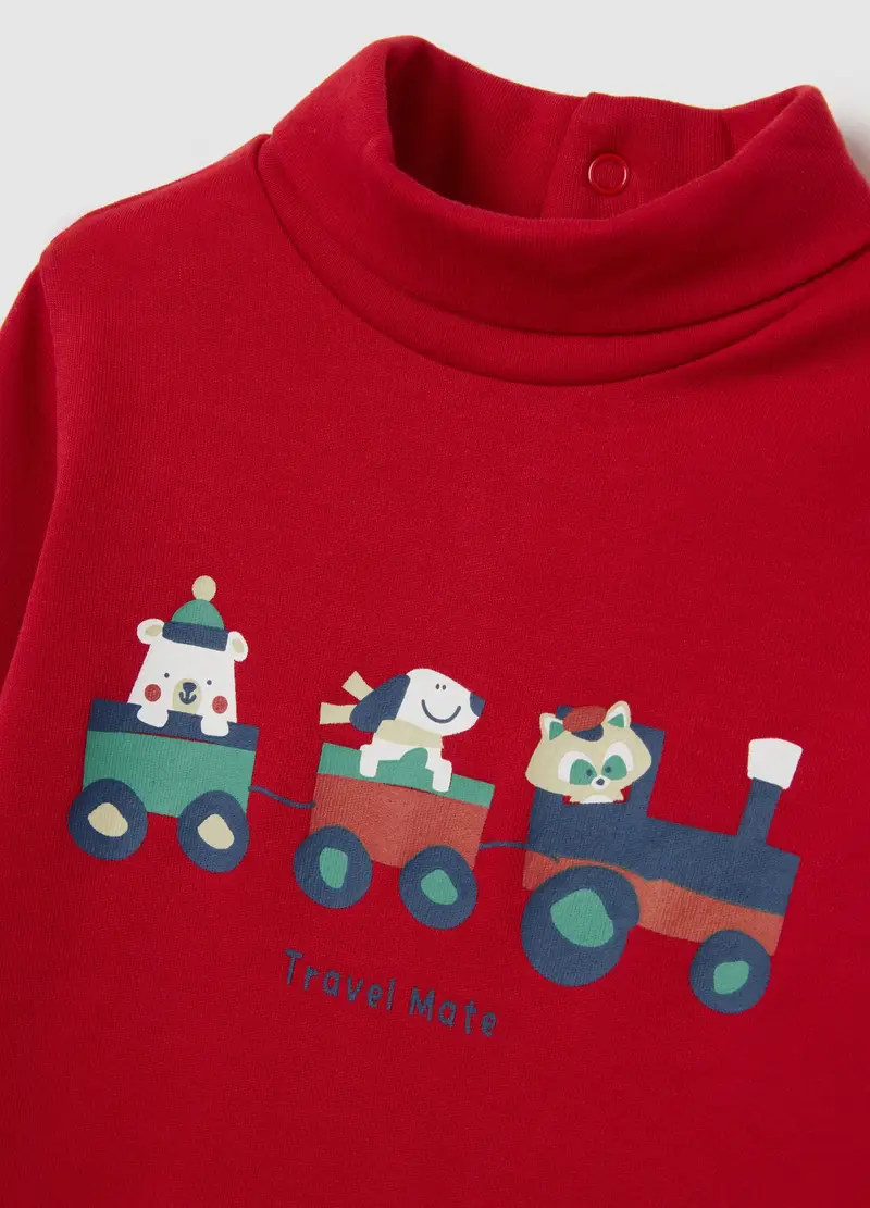 Maglietta Rossa A Collo Alto Da Bimbo In Puro Cotone Regular Fit, Bambino, Rosso miniatura 3