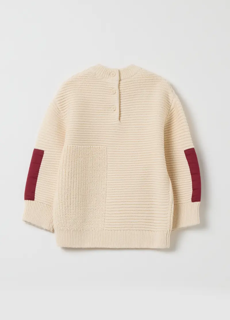 Maglione Beige Con Motivo A Maglia In Cotone, Bambino, Beige miniatura 2
