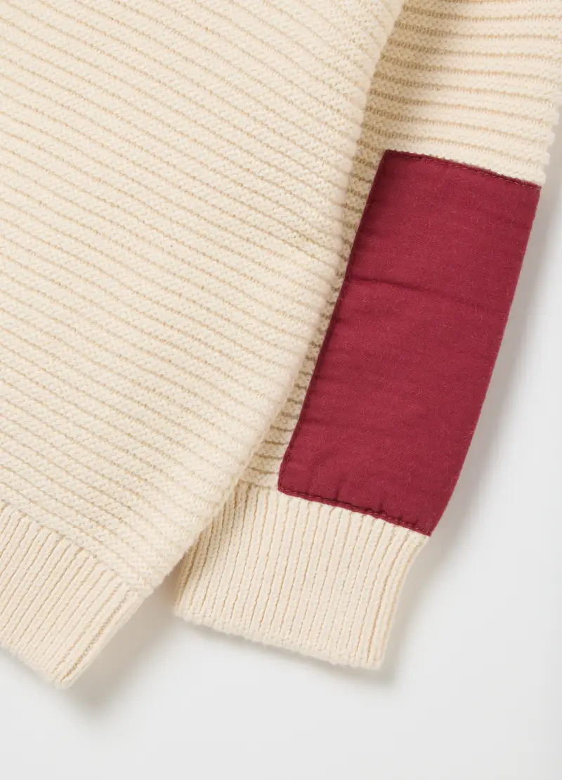 Maglione Beige Con Motivo A Maglia In Cotone, Bambino, Beige miniatura 3