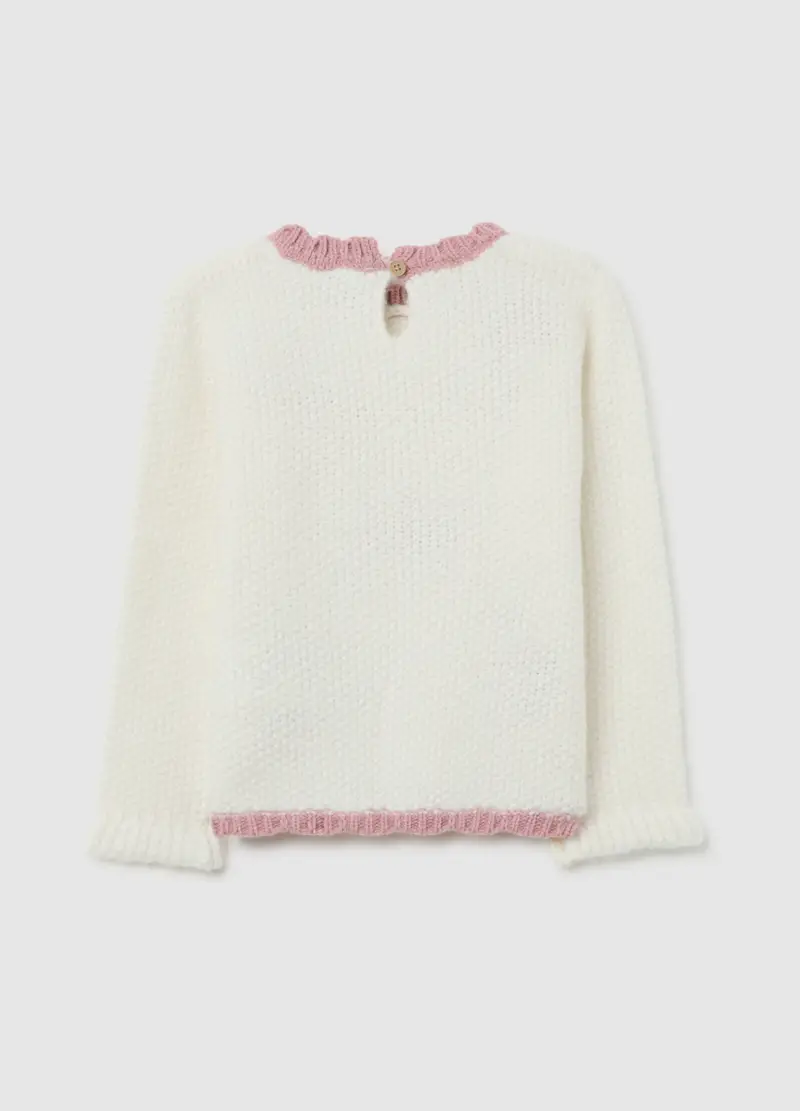 Maglione Bianco Da Bimba Regular Fit Con Ricami, Bambina, Bianco miniatura 2