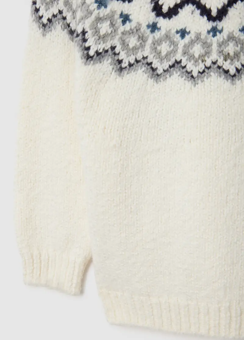 Maglione Bianco Da Bimbo In Misto Cotone Regular Fit Motivo Jacquard, Bambino, Bianco miniatura 3