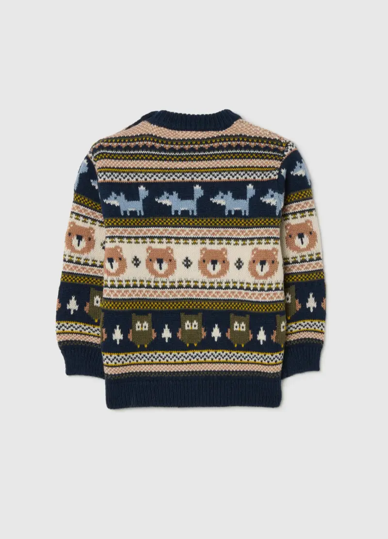 Maglione Blu Con Motivo Jacquard, Bambino, Blu miniatura 2