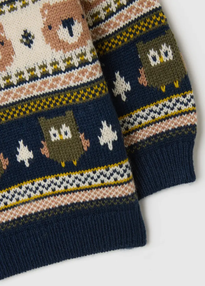 Maglione Blu Con Motivo Jacquard, Bambino, Blu miniatura 3