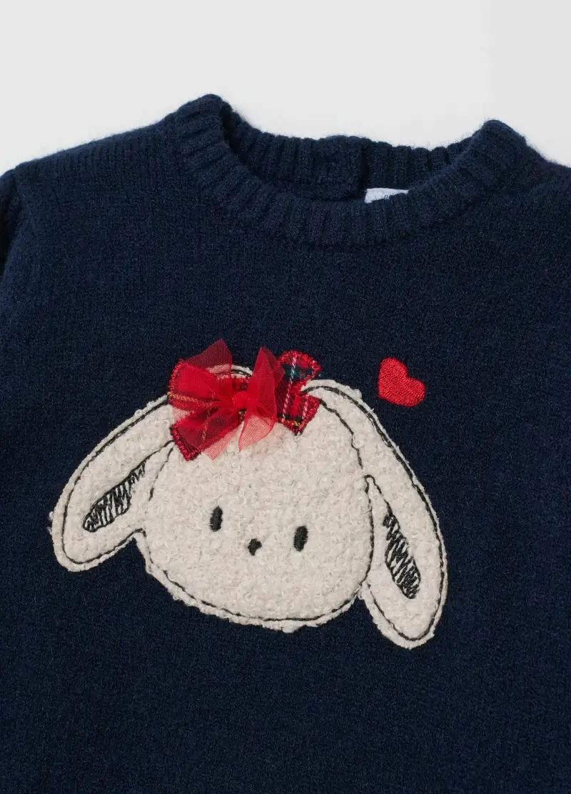 Maglione Blu Da Bimba Regular Fit Con Ricamo, Bambina, Blu miniatura 3