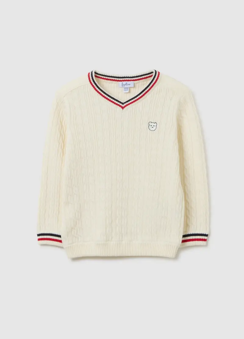 FAGOTTINO, Maglione Da Bambino In Puro Cotone Bianco Regular Fit, Bianco, Taglia: 9-12