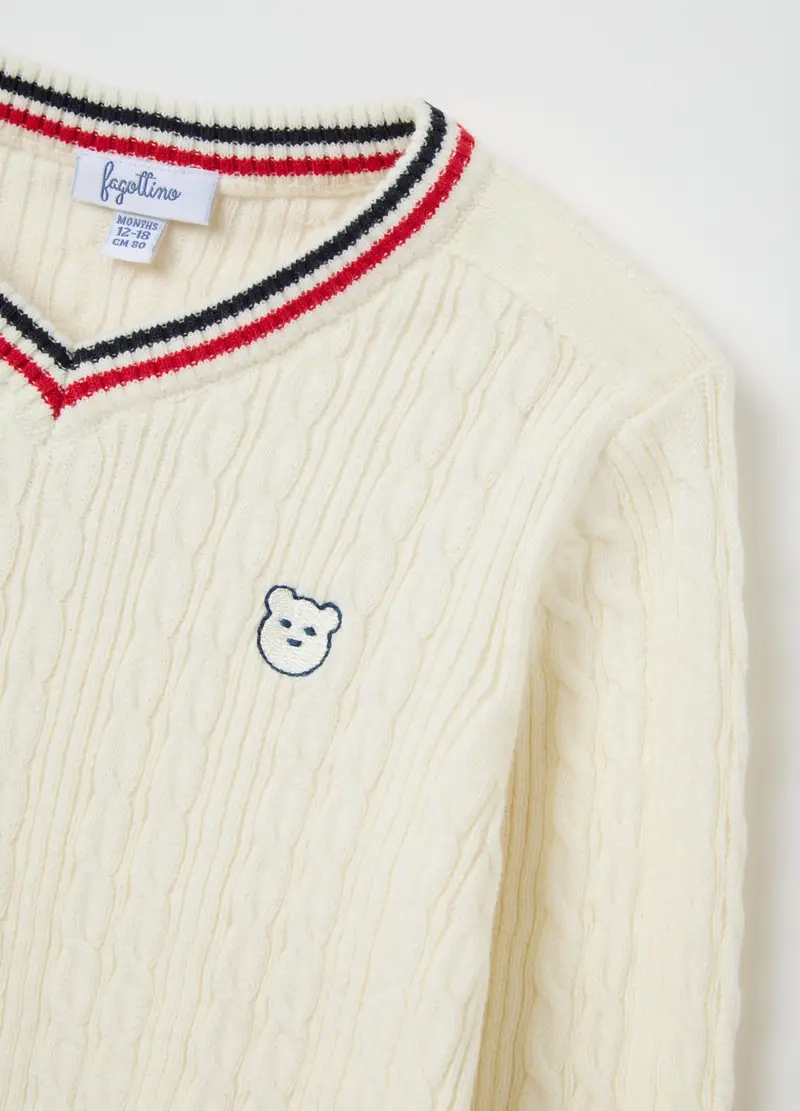 FAGOTTINO, Maglione Da Bambino In Puro Cotone Bianco Regular Fit, Bianco, Taglia: 9-12 miniatura 3