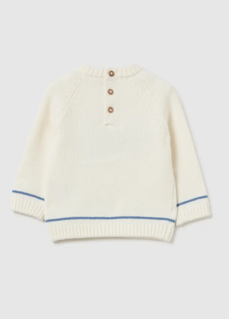 , Maglione Da Bambino In Puro Cotone Bianco Regular Fit, Neonato, Bianco miniatura 2