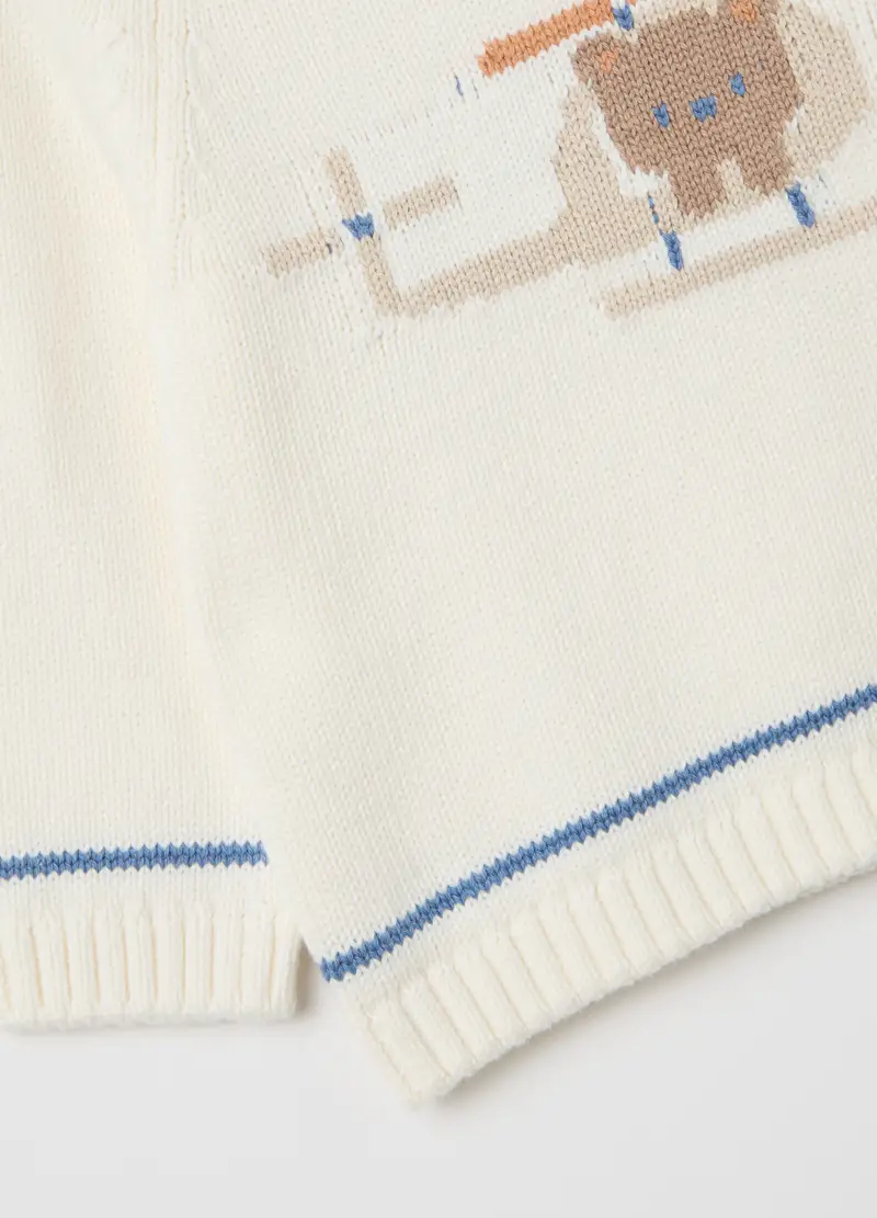 , Maglione Da Bambino In Puro Cotone Bianco Regular Fit, Neonato, Bianco miniatura 3