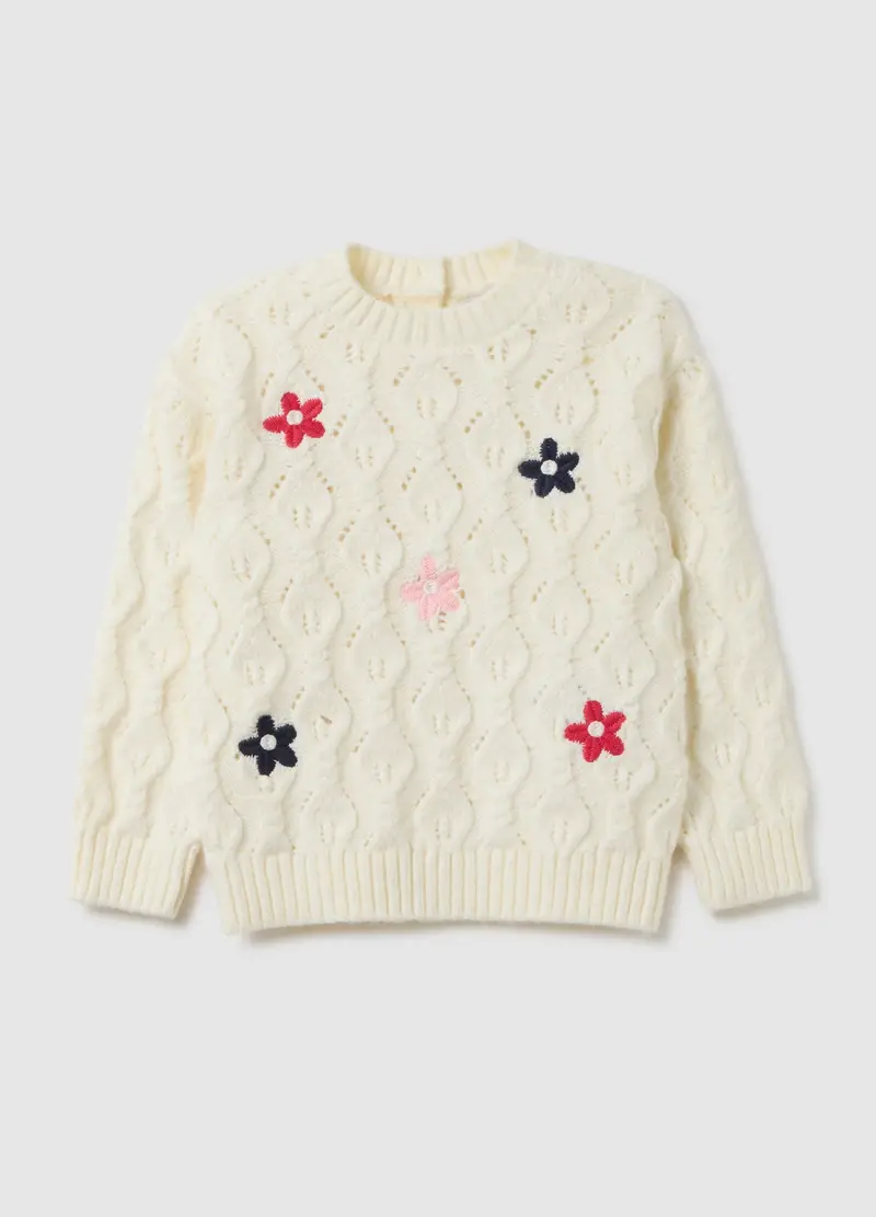 FAGOTTINO, Maglione Da Neonata In Misto Bianco Regular Fit, Bambina, Bianco, Taglia: 9-12