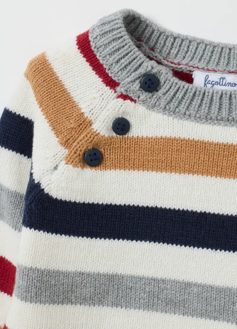 Maglione Da Neonato In Puro Cotone Multicolor Regular Fit, Multicolor miniatura 3