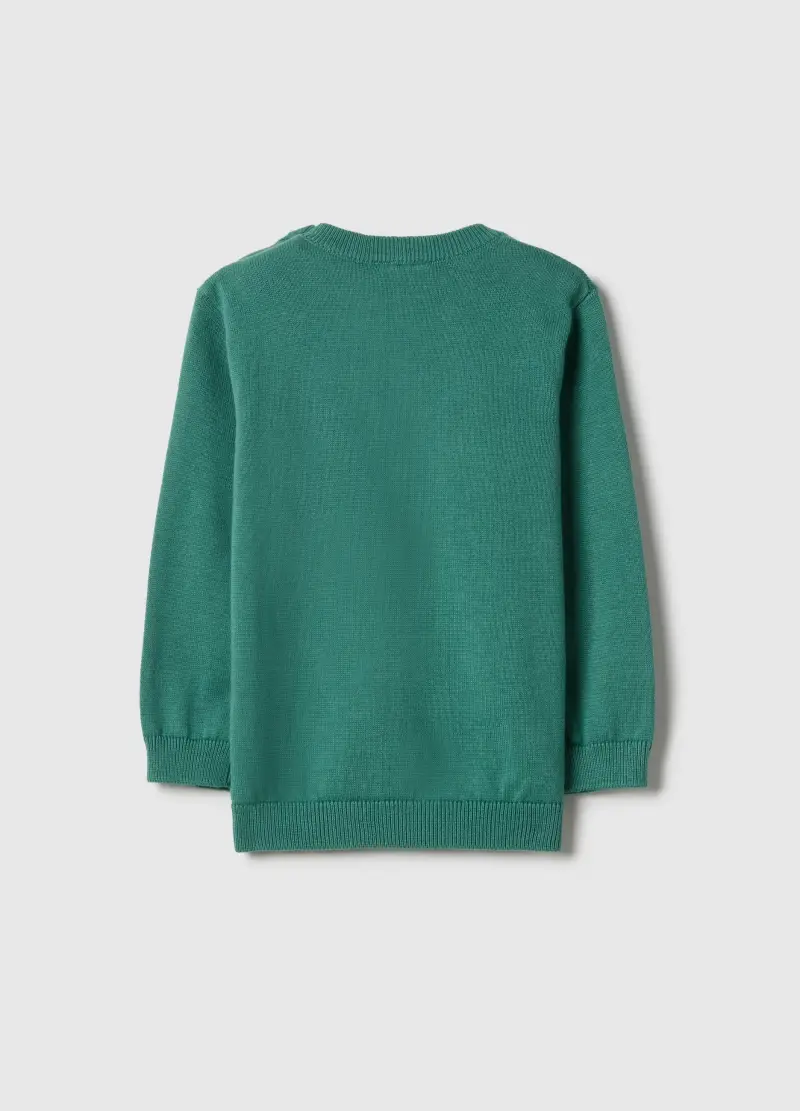 Maglione Girocollo In Puro Cotone Verde Da Bimbo Regular Fit, Bambino, Verde miniatura 2