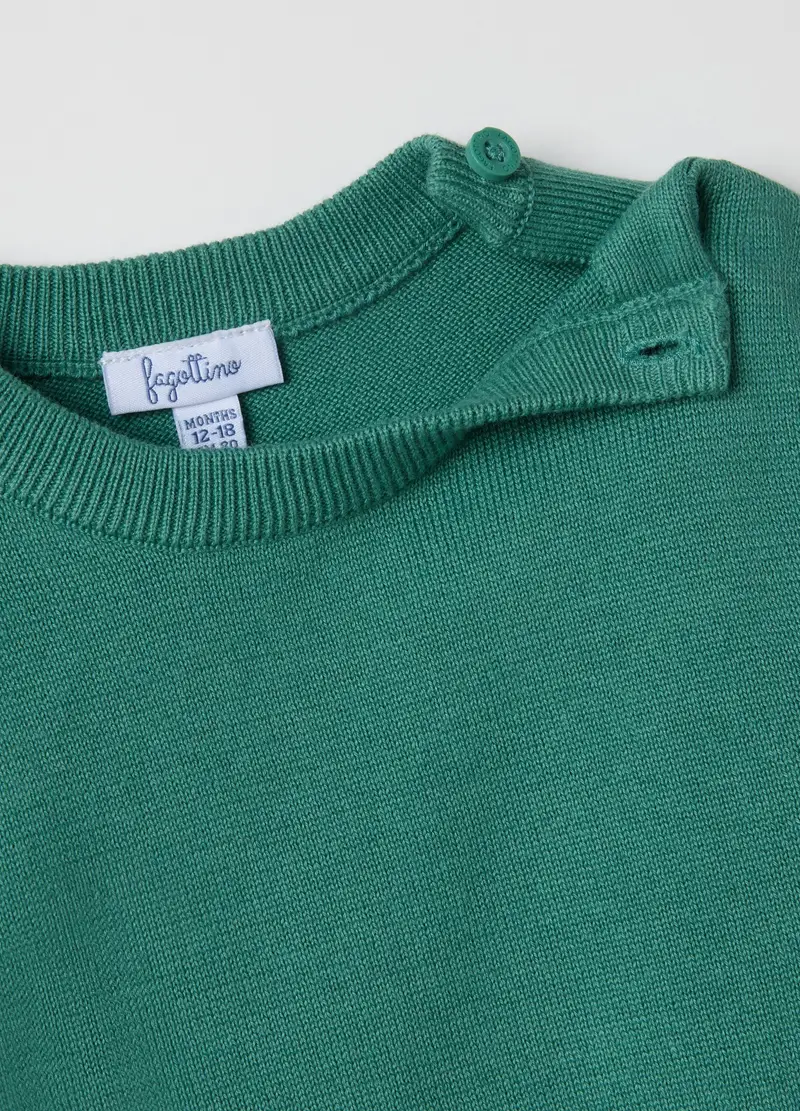 Maglione Girocollo In Puro Cotone Verde Da Bimbo Regular Fit, Bambino, Verde miniatura 3