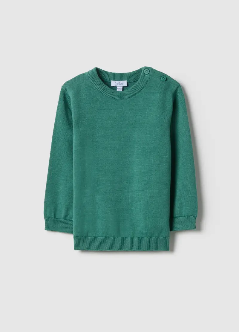 Maglione Girocollo In Puro Cotone Verde Da Bimbo Regular Fit, Bambino, Verde