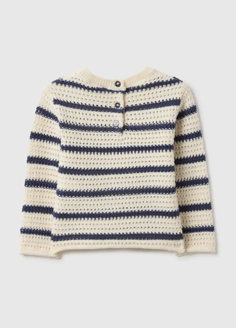 Maglione In Puro Cotone A Righe Bianche E Blu Regular Fit Per Bimba, Bambina, Multicolor miniatura 2