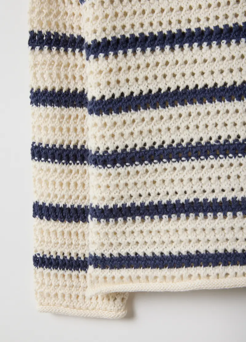 Maglione In Puro Cotone A Righe Bianche E Blu Regular Fit Per Bimba, Bambina, Multicolor miniatura 3