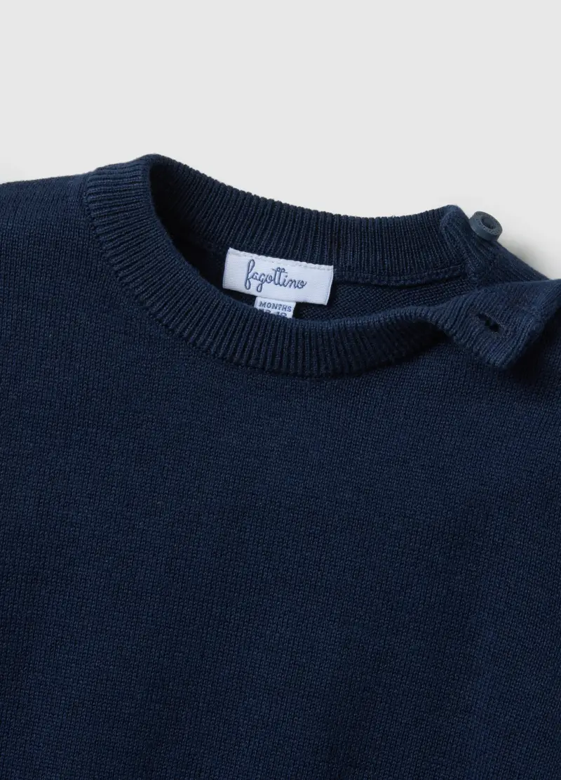 Maglione In Puro Cotone Blu Regular Fit Da Bimbo, Bambino, Blu miniatura 3