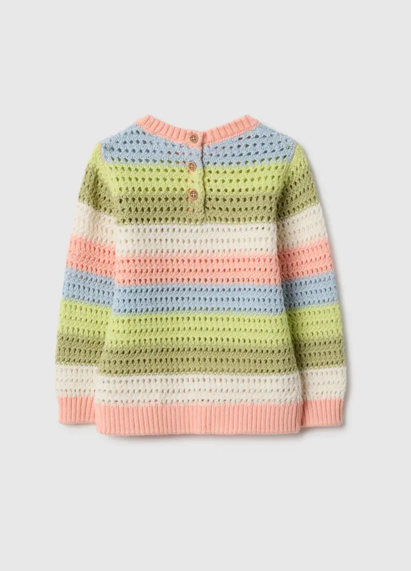 Fagottino Maglione Multicolor In Puro Cotone Traforato Da Bimba miniatura 2