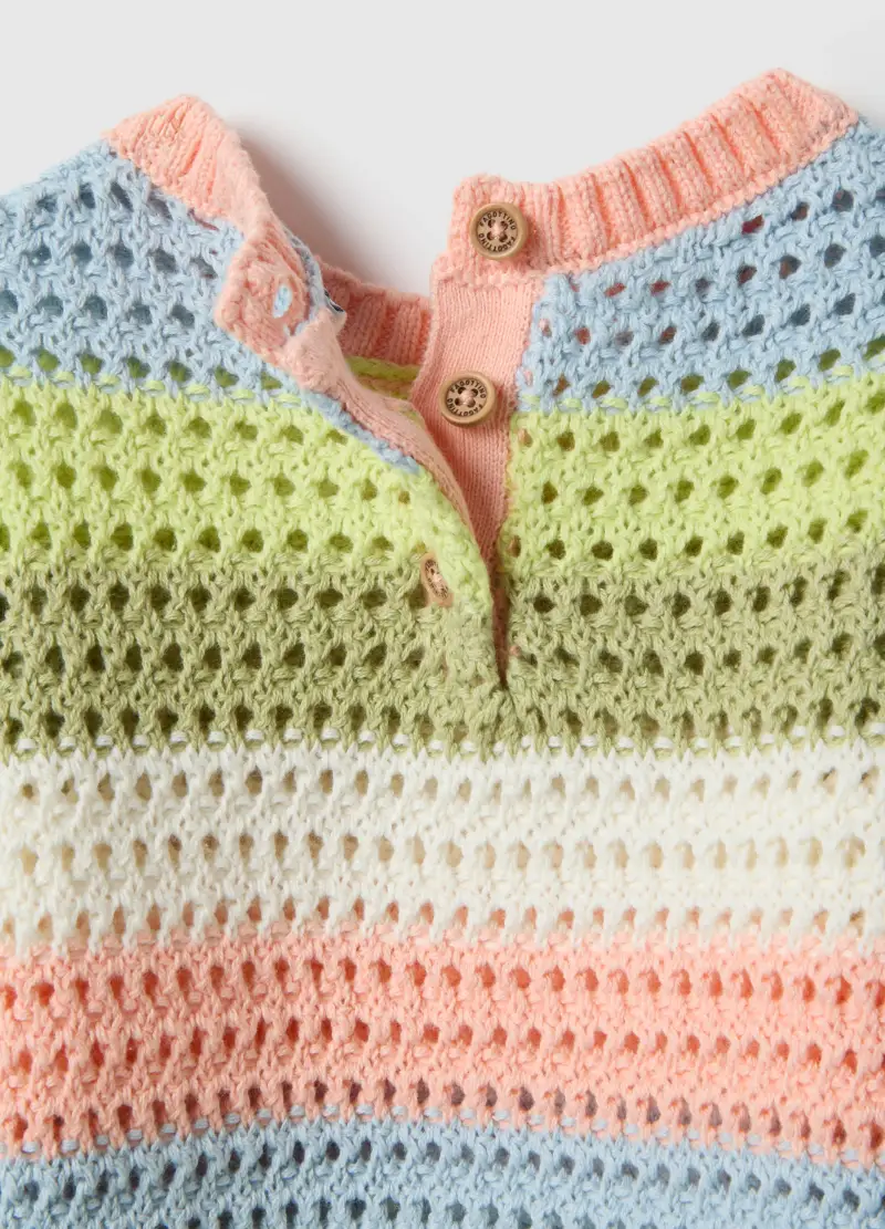 Fagottino Maglione Multicolor In Puro Cotone Traforato Da Bimba miniatura 3