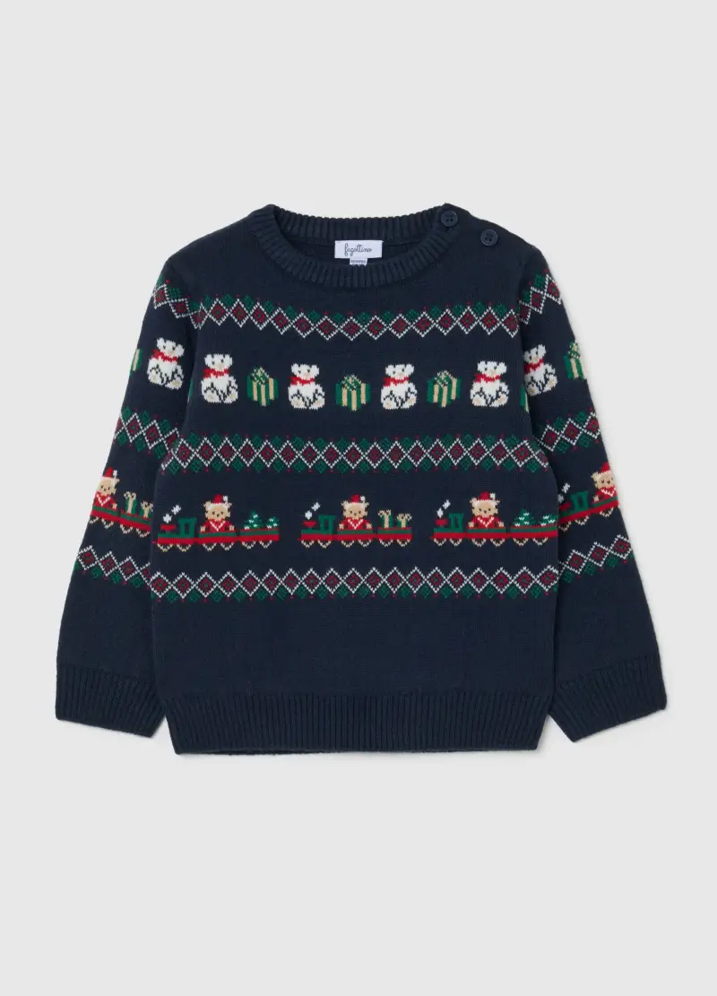 Maglione Natalizio Blu Da Bimbo Regular Fit, Bambino, Blu