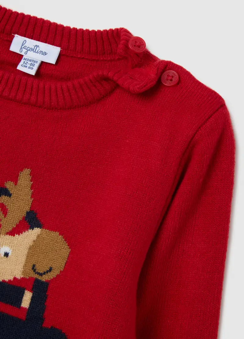 Maglione Natalizio Rosso Da Bimbo Regular Fit Con Stampa, Bambino, Rosso miniatura 3