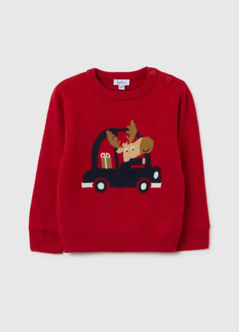 Maglione Natalizio Rosso Da Bimbo Regular Fit Con Stampa, Bambino, Rosso