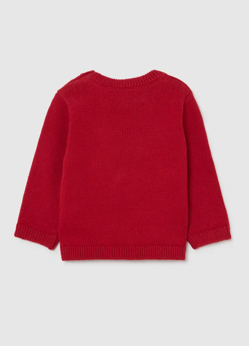 Maglione Natalizio Rosso Da Neonato In Puro Cotone Regular Fit, Unisex, Rosso miniatura 2