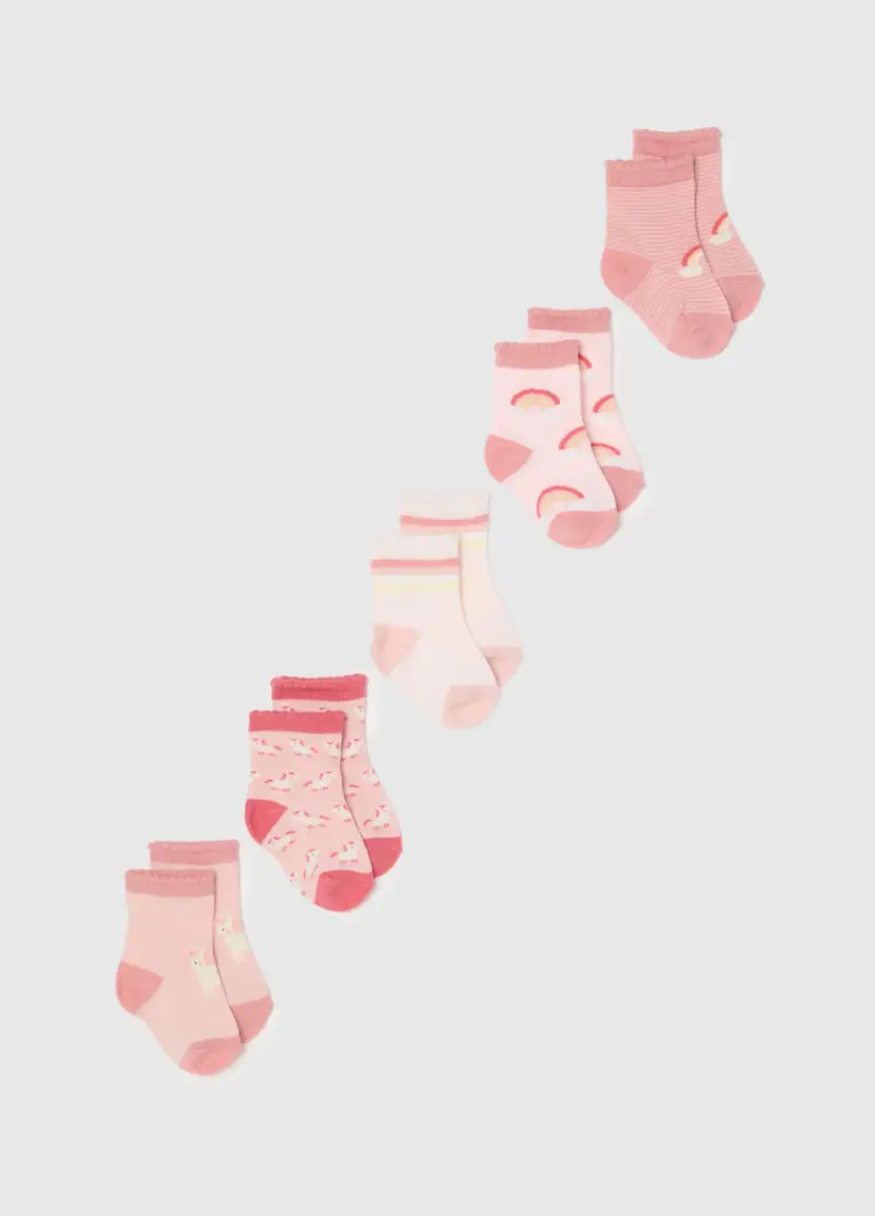 Multipack Calze Rosa Da Neonata In Cotone Elasticizzato, Bambina, Rosa