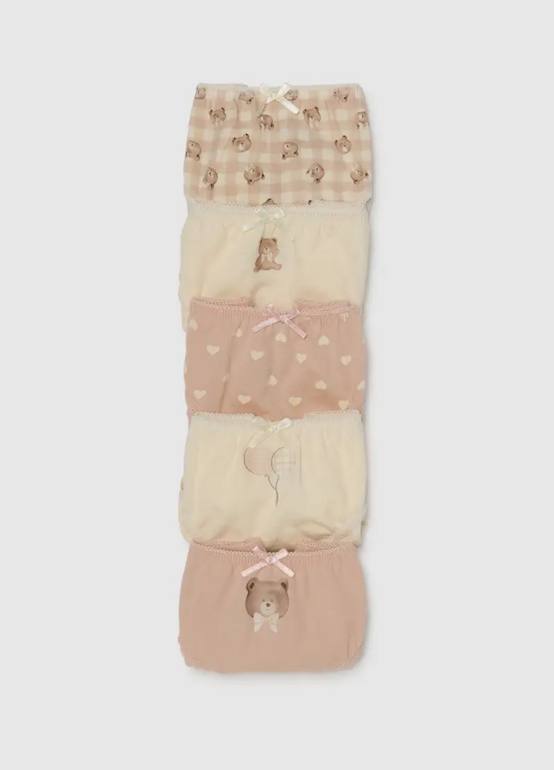 Multipack Mutandine Da Neonata In Puro Cotone Multicolor, Bambina, Beige miniatura 3